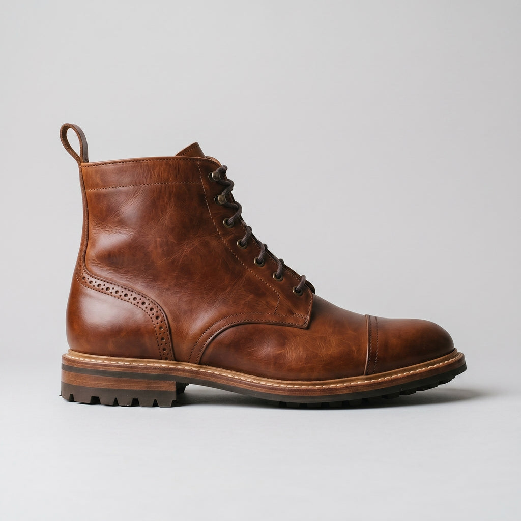 Luxury Edition - Artisian Made Brown Italian Leather Loreto Derby Boots
