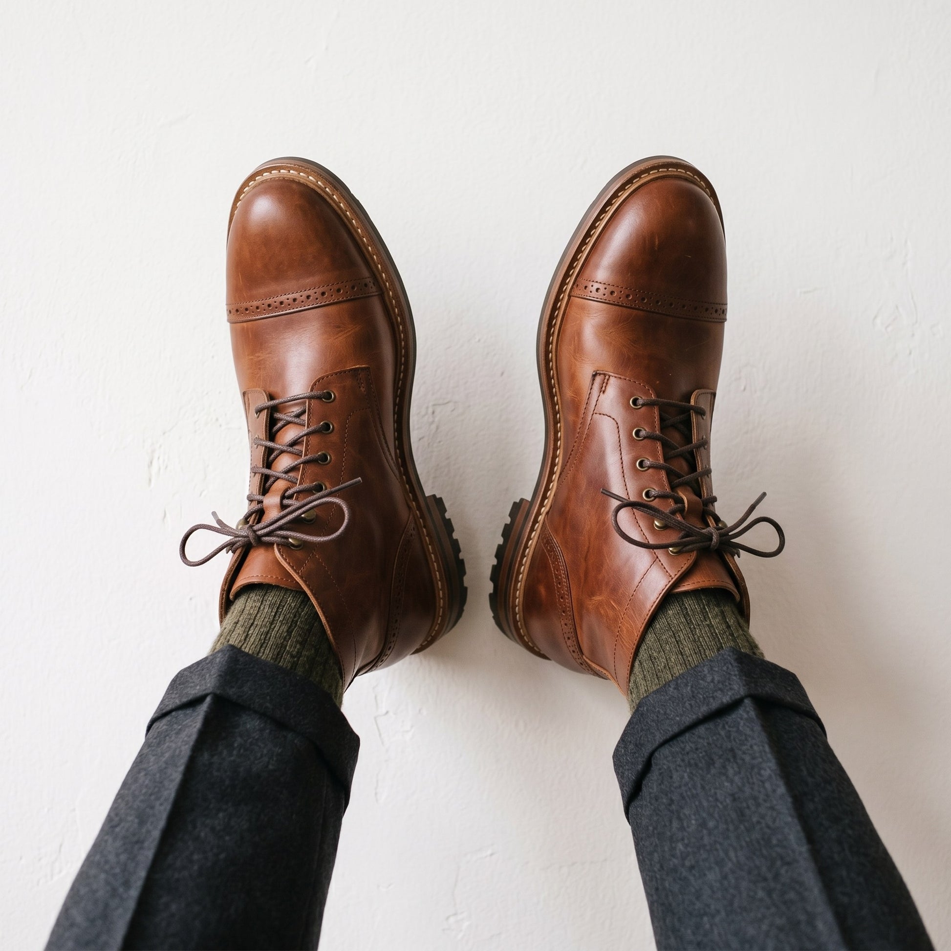 Luxury Edition - Artisian Made Brown Italian Leather Loreto Derby Boots