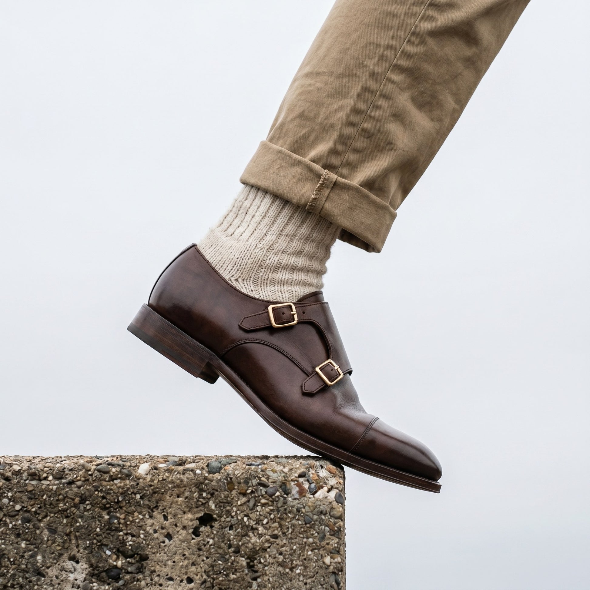 Luxury Edition - Artisian Made Brown Italian Leather Lovere Double Monk Strap Shoes
