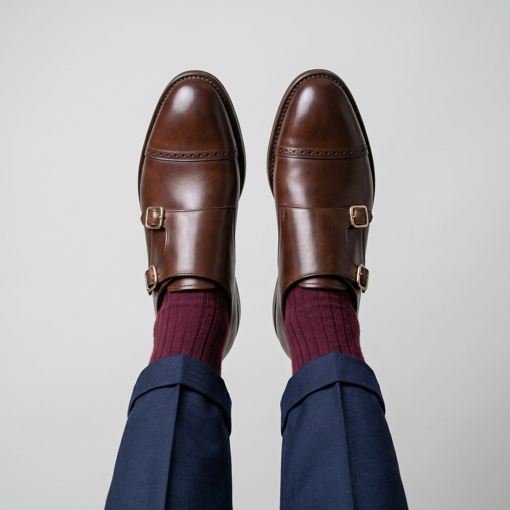 Luxury Edition - Artisian Made Brown Italian Leather Maiori Double Monk Strap Shoes