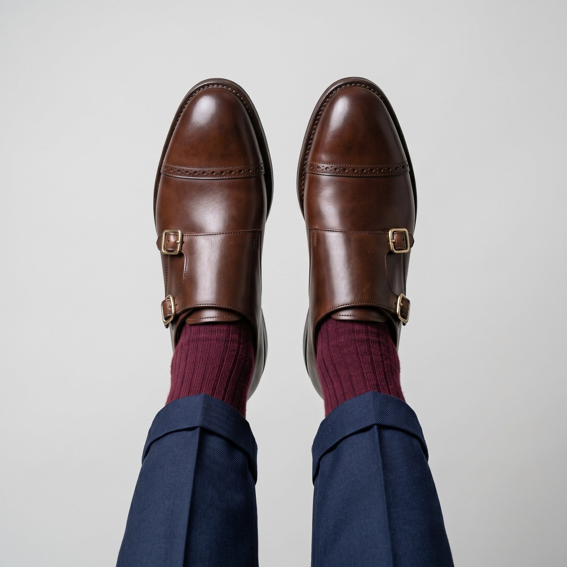 Luxury Edition - Artisian Made Brown Italian Leather Maiori Double Monk Strap Shoes