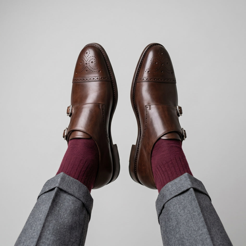Luxury Edition - Artisian Made Brown Italian Leather Maratea Double Monk Strap Shoes