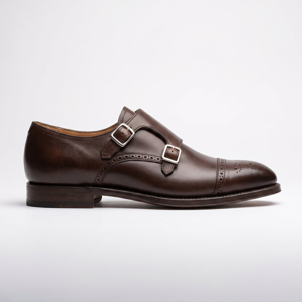 Luxury Edition - Artisian Made Brown Italian Leather Maratea Double Monk Strap Shoes