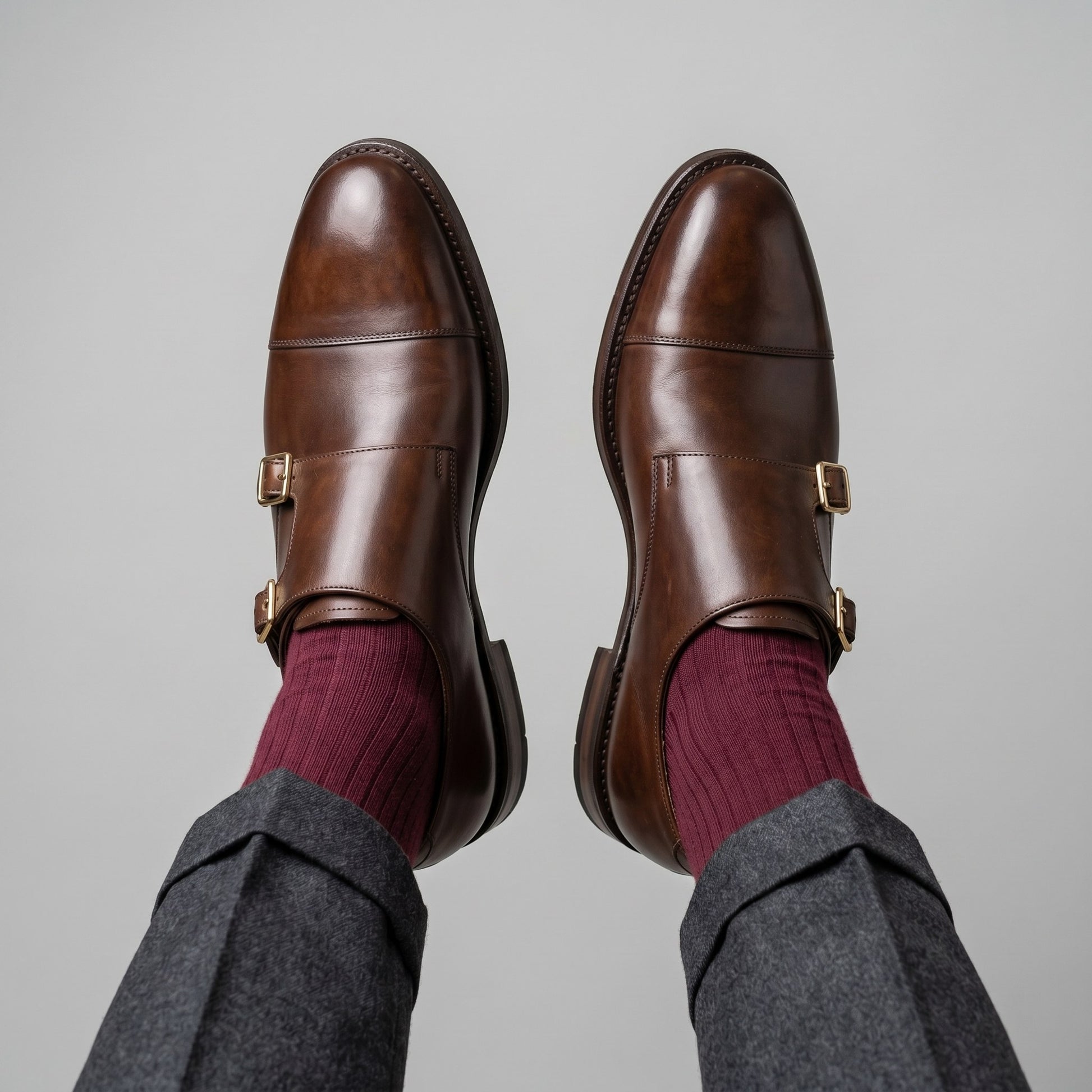 Luxury Edition - Artisian Made Brown Italian Leather Marostica Double Monk Strap Shoes