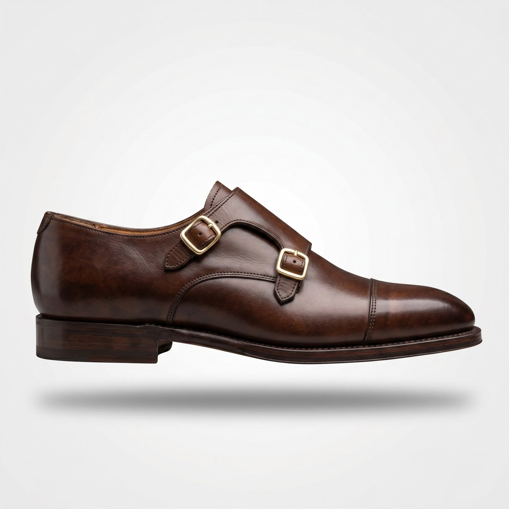 Luxury Edition - Artisian Made Brown Italian Leather Massa Double Monk Strap Shoes