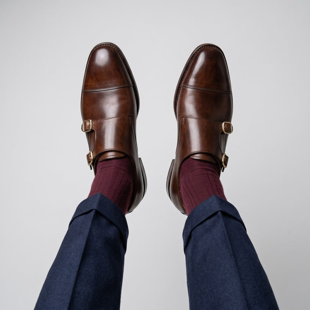 Luxury Edition - Artisian Made Brown Italian Leather Massa Double Monk Strap Shoes