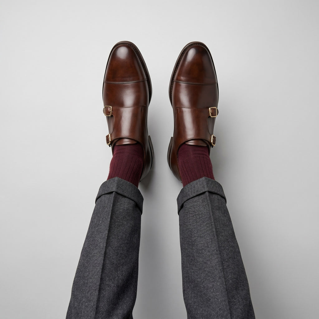 Luxury Edition - Artisian Made Brown Italian Leather Matera Double Monk Strap Shoes