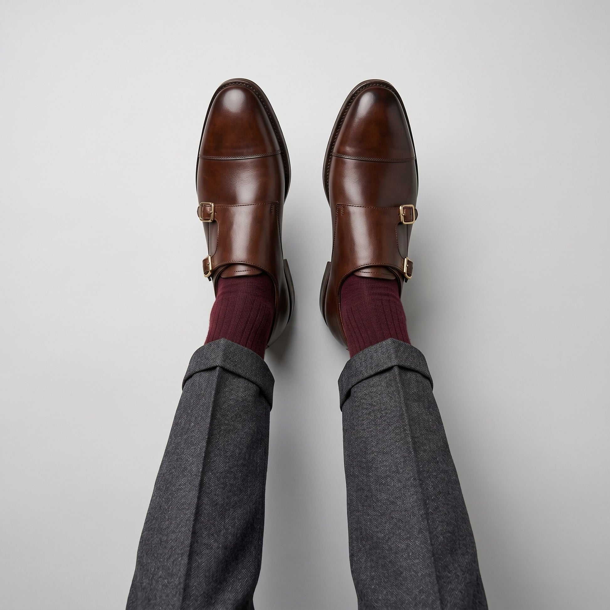 Luxury Edition - Artisian Made Brown Italian Leather Matera Double Monk Strap Shoes