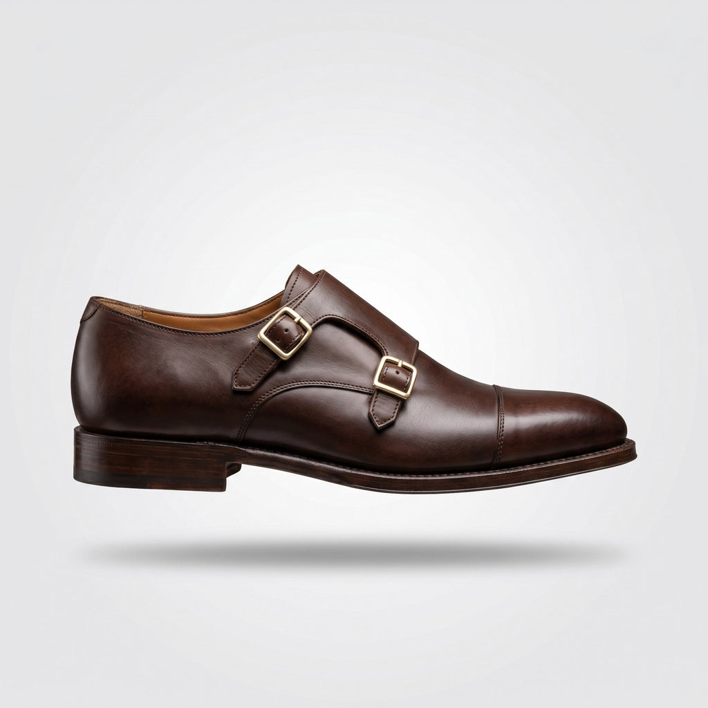 Luxury Edition - Artisian Made Brown Italian Leather Mazara Double Monk Strap Shoes