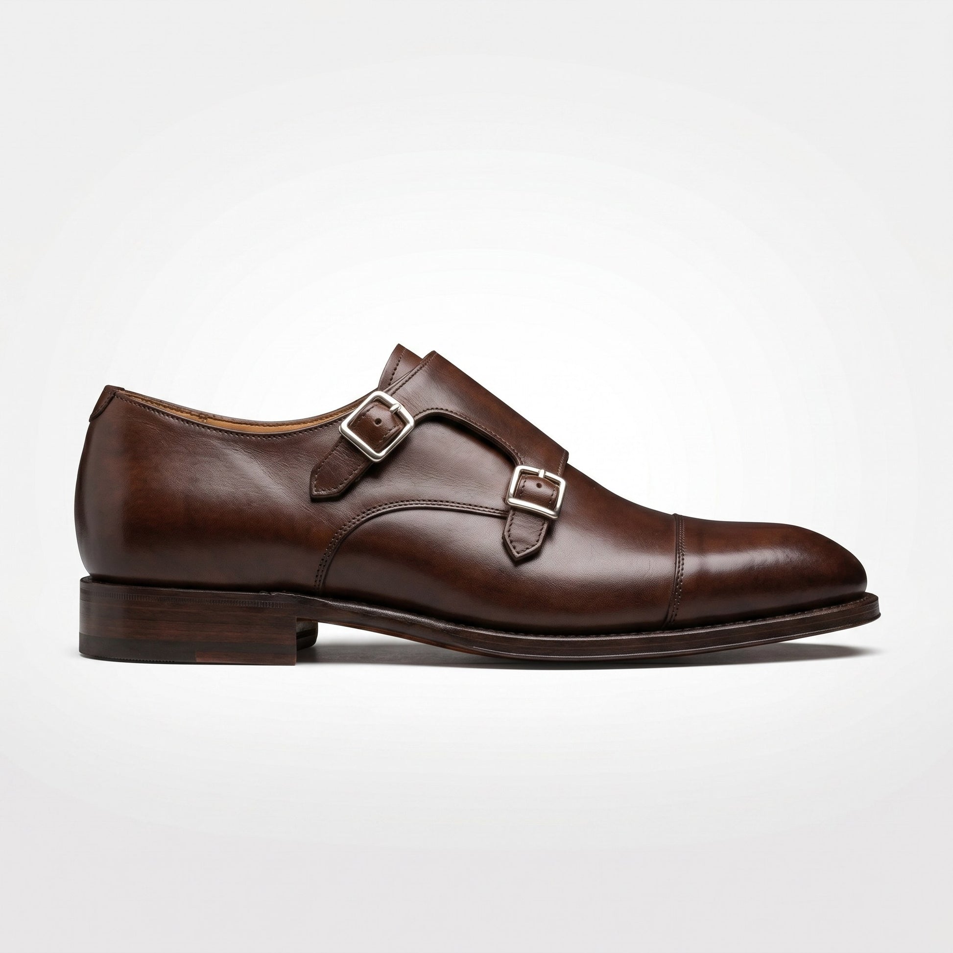 Luxury Edition - Artisian Made Brown Italian Leather Merano Double Monk Strap Shoes