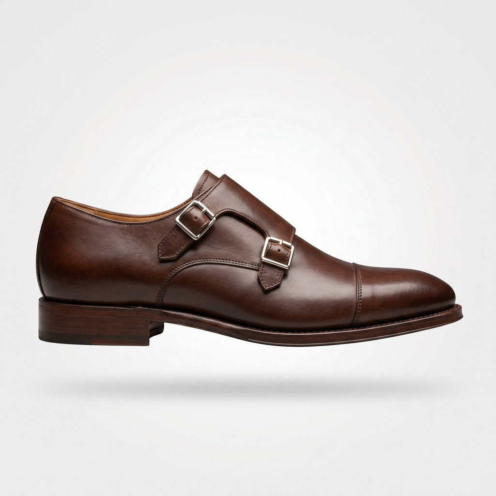 Luxury Edition - Artisian Made Brown Italian Leather Milazzo Double Monk Strap Shoes