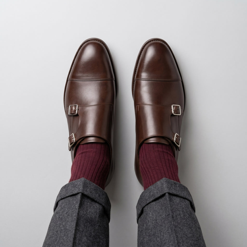 Luxury Edition - Artisian Made Brown Italian Leather Milazzo Double Monk Strap Shoes