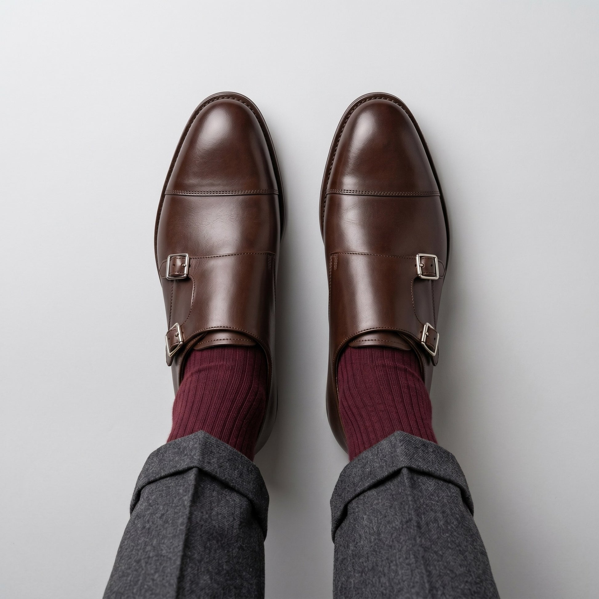 Luxury Edition - Artisian Made Brown Italian Leather Milazzo Double Monk Strap Shoes