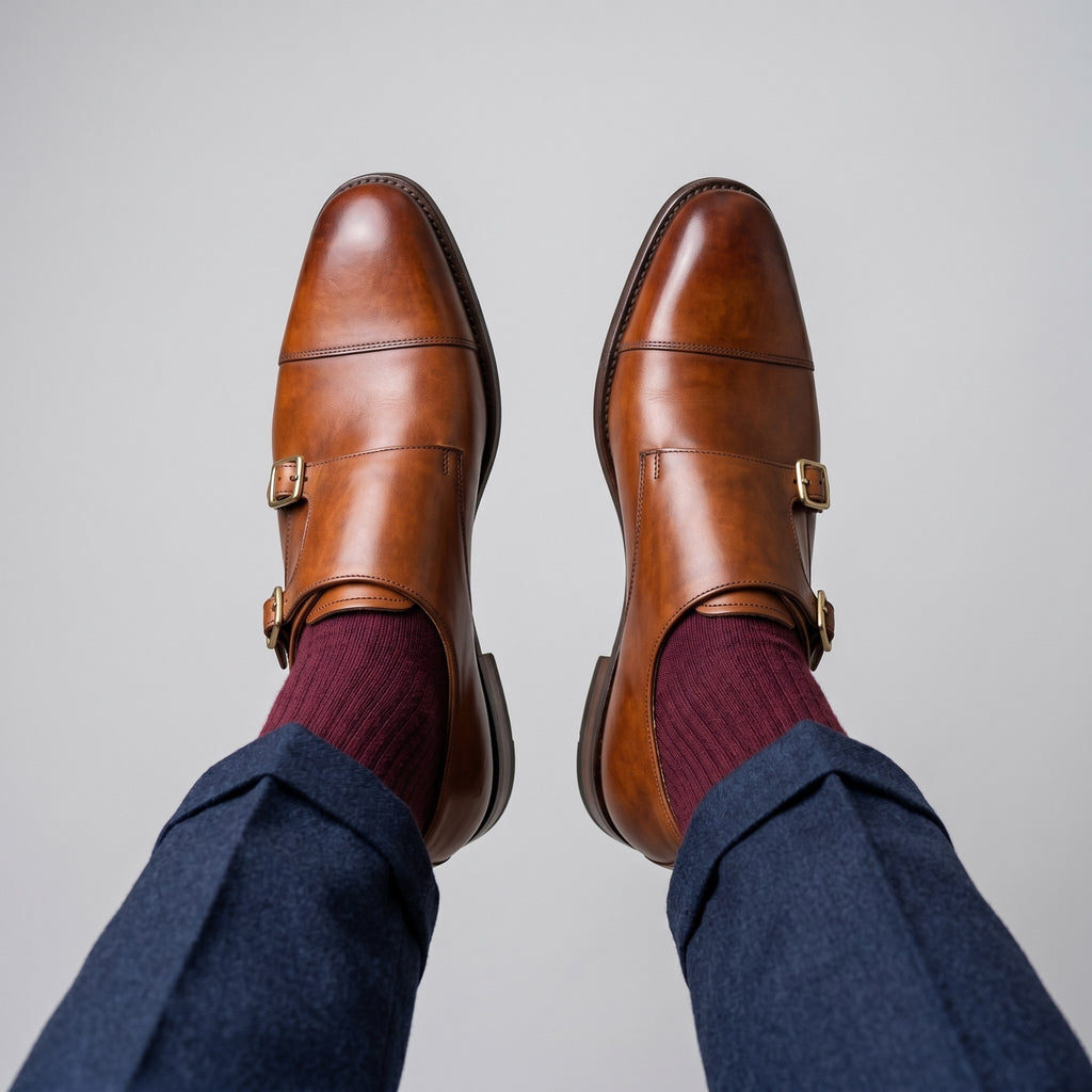 Luxury Edition - Artisian Made Tan Italian Leather Mirano Double Monk Strap Shoes