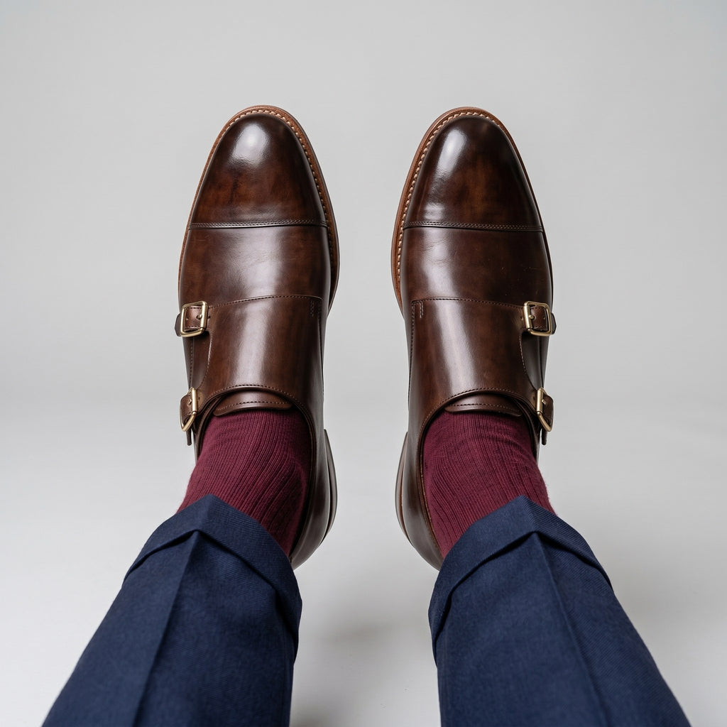 Luxury Edition - Artisian Made Brown Italian Leather Modica Double Monk Strap Shoes