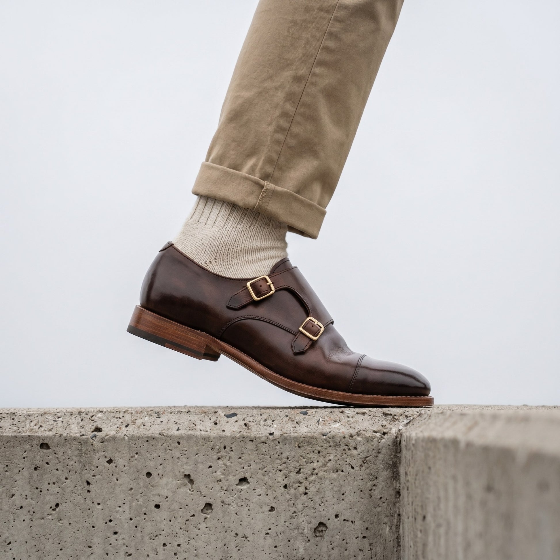 Luxury Edition - Artisian Made Brown Italian Leather Modica Double Monk Strap Shoes