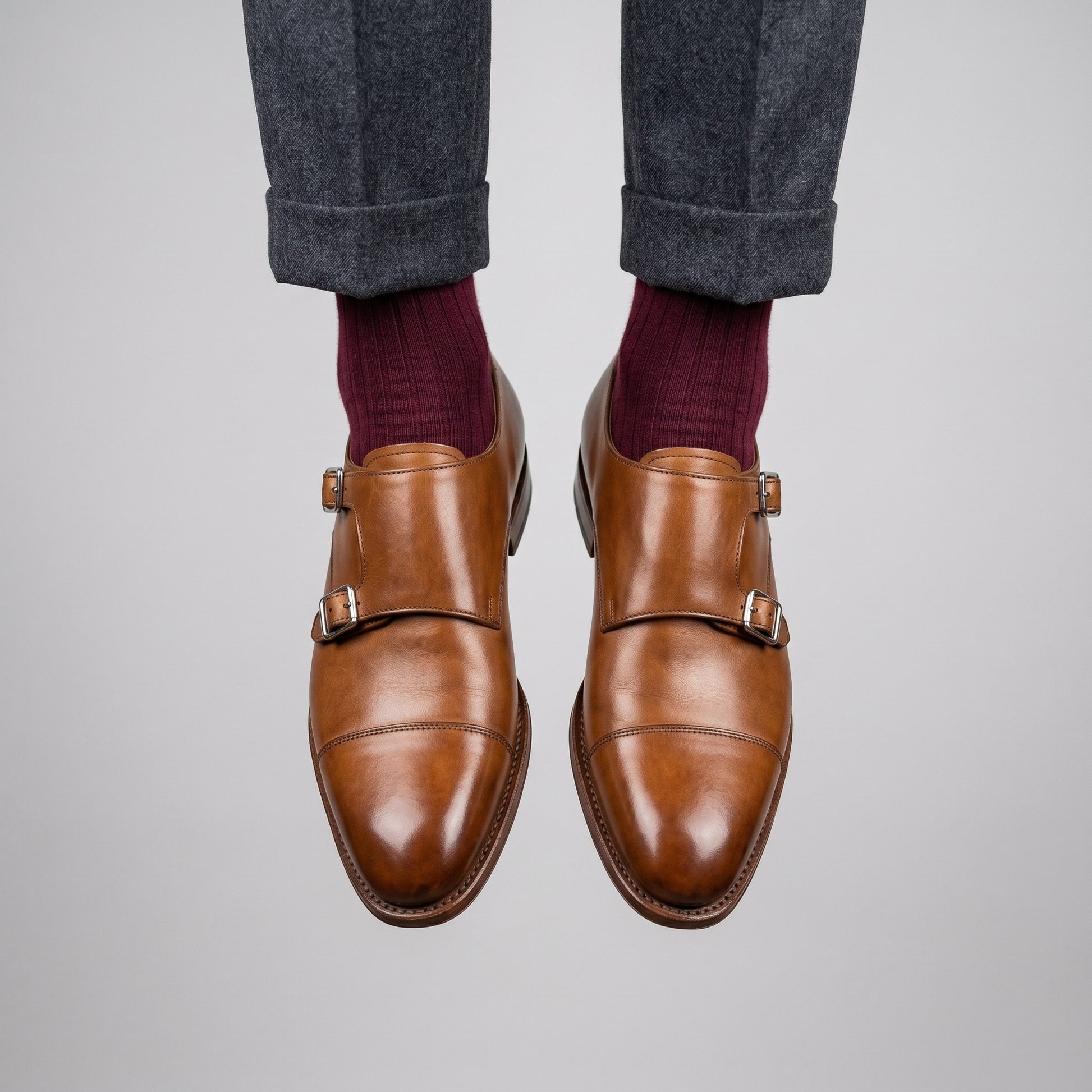 Luxury Edition - Artisian Made Tan Italian Leather Molfetta Double Monk Strap Shoes
