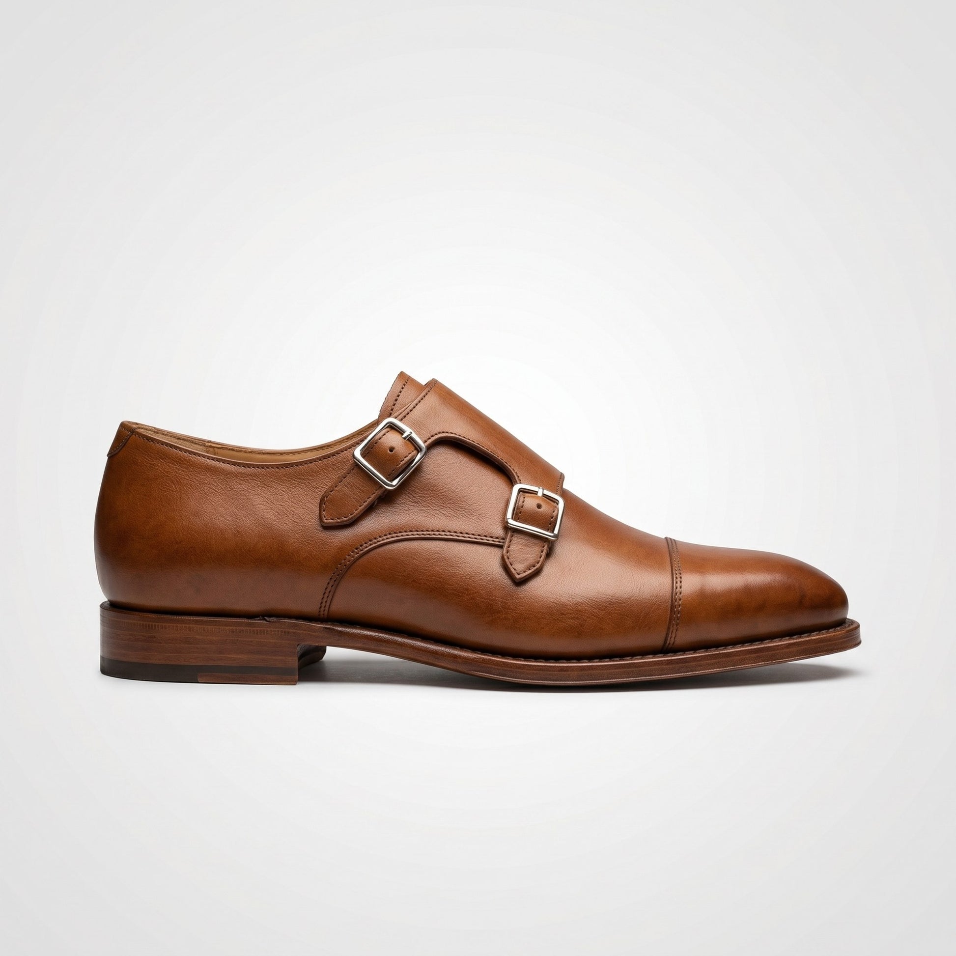 Luxury Edition - Artisian Made Tan Italian Leather Molfetta Double Monk Strap Shoes
