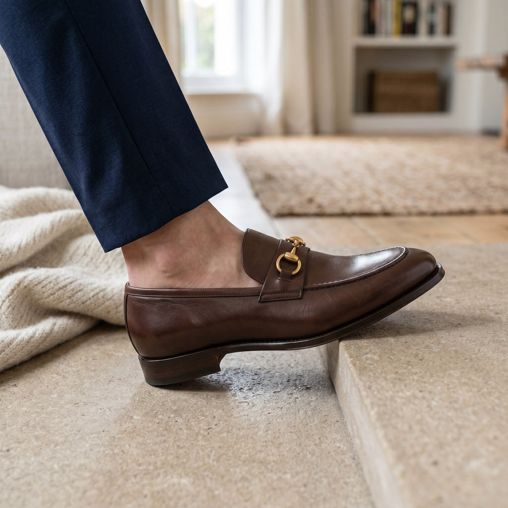 Luxury Edition - Artisian Made Brown Italian Leather Novara Horse Bit Loafers