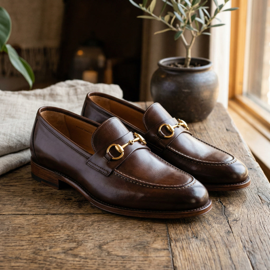 Luxury Edition - Artisian Made Brown Italian Leather Orbetello Horse Bit Loafers
