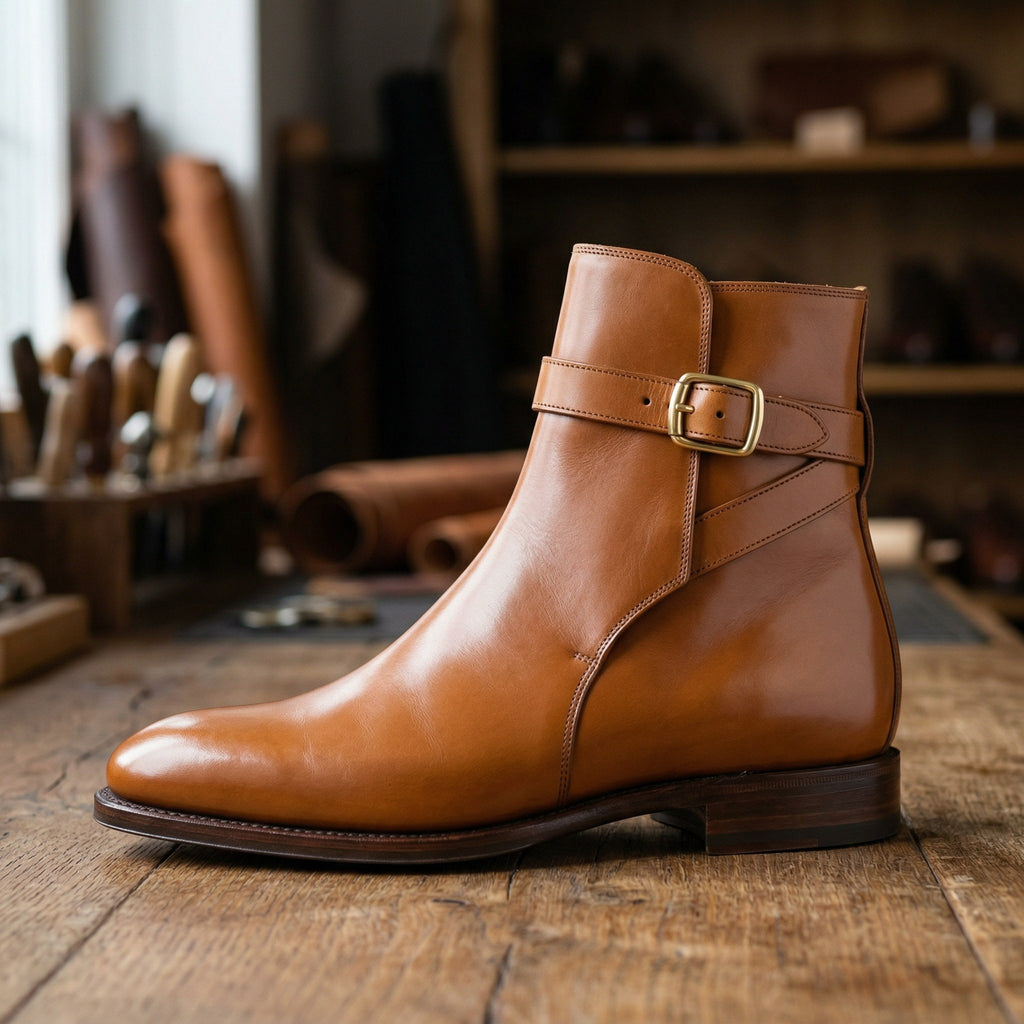 Luxury Edition - Artisian Made Tan Italian Leather Paestum Jodhpur Boots
