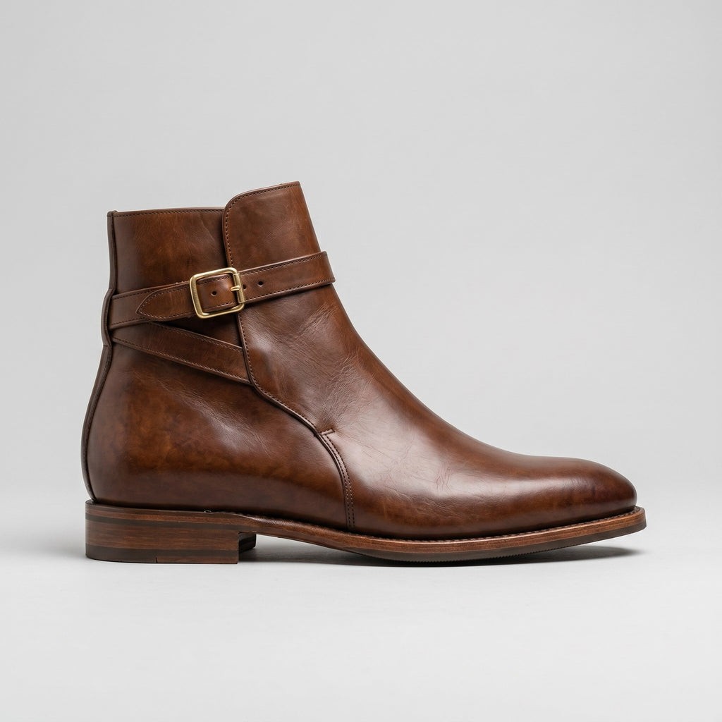 Luxury Edition - Artisian Made Brown Italian Leather Pizzo Jodhpur Boots
