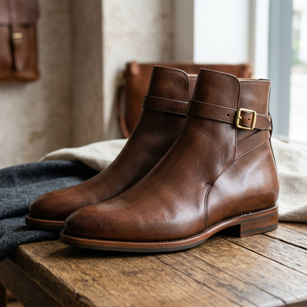 Luxury Edition - Artisian Made Brown Italian Leather Pizzo Jodhpur Boots