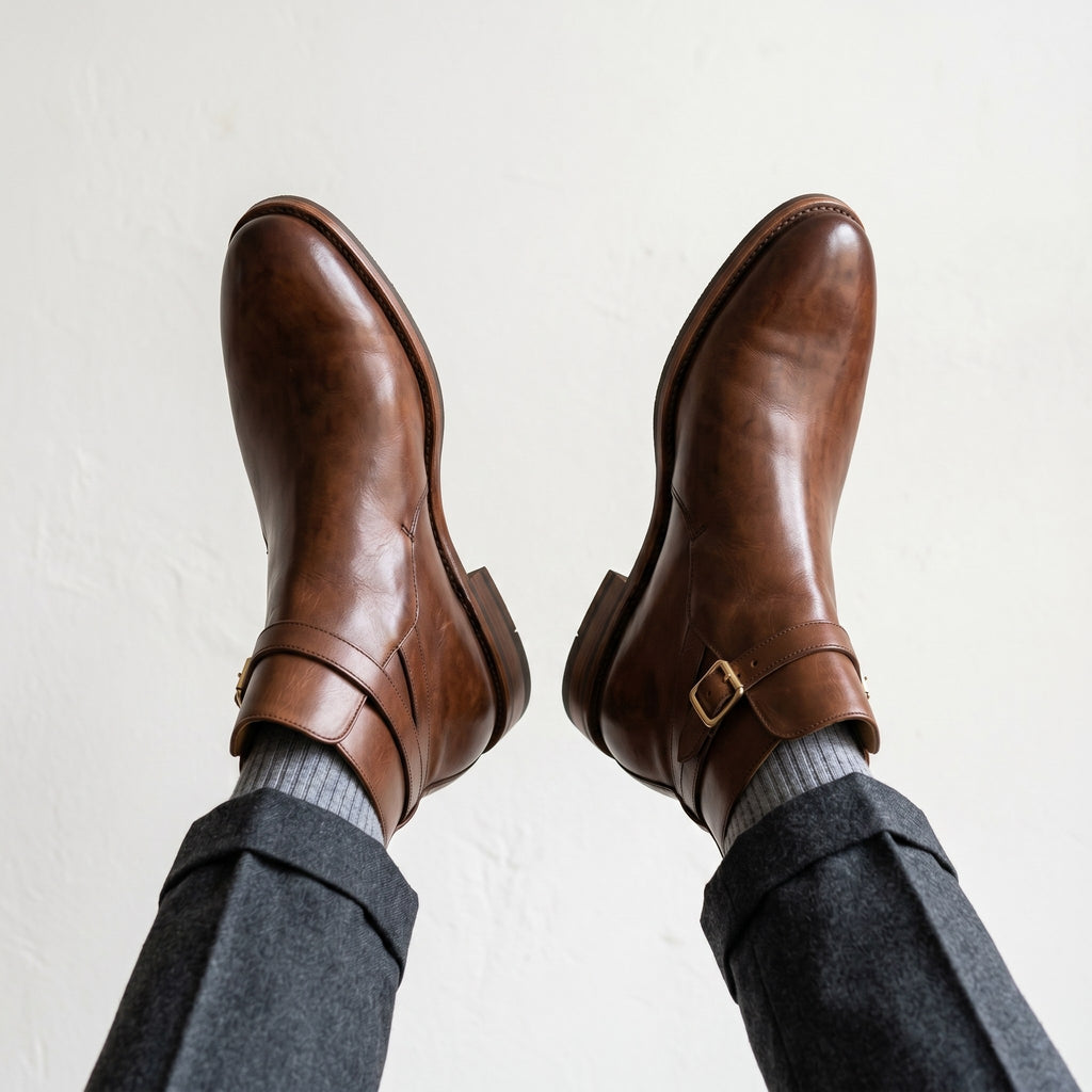 Luxury Edition - Artisian Made Brown Italian Leather Pizzo Jodhpur Boots