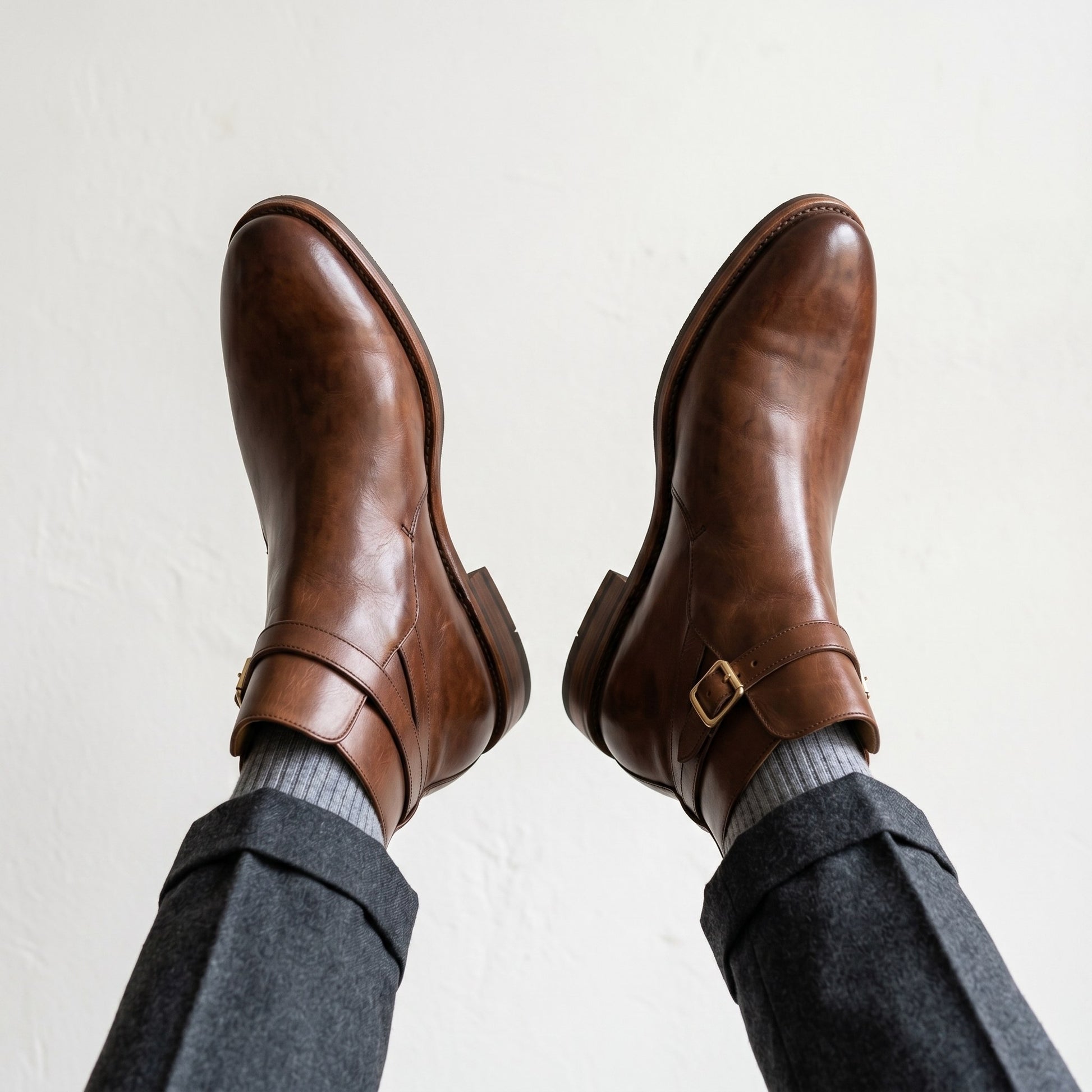 Luxury Edition - Artisian Made Brown Italian Leather Pizzo Jodhpur Boots