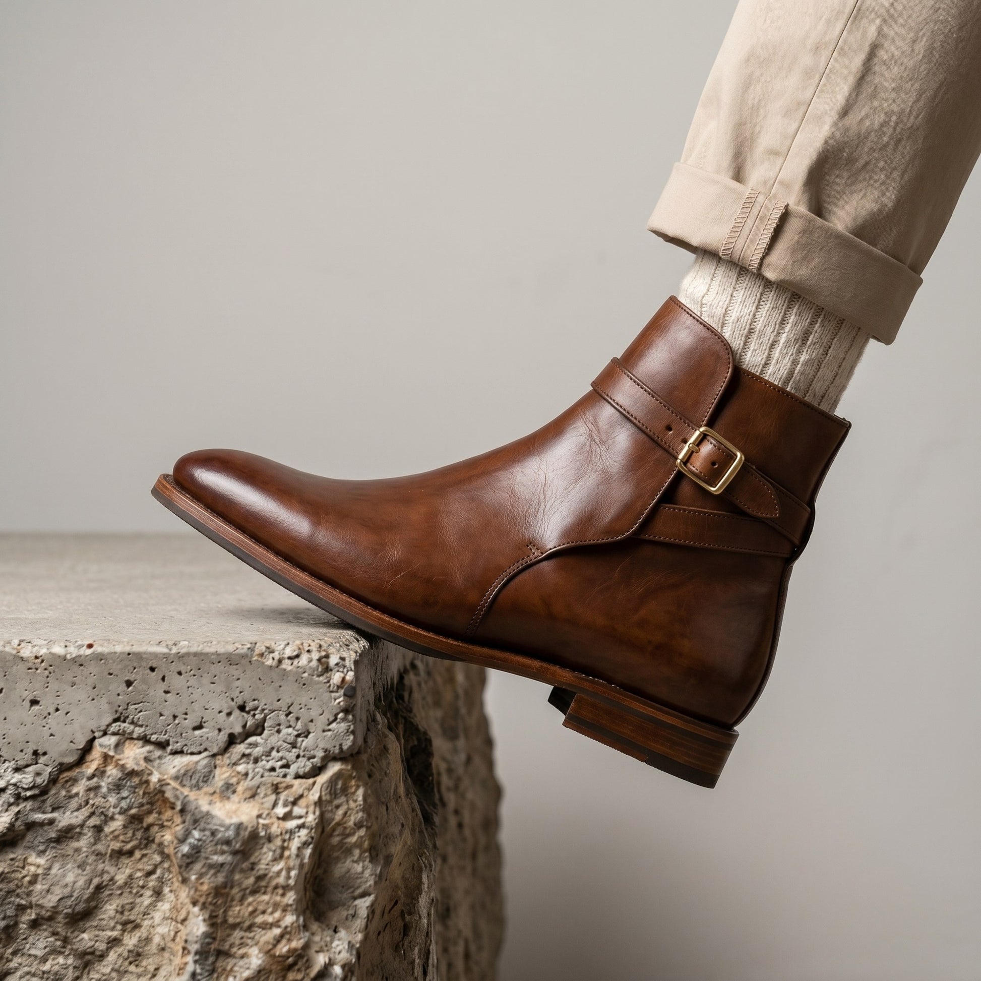 Luxury Edition - Artisian Made Brown Italian Leather Pizzo Jodhpur Boots