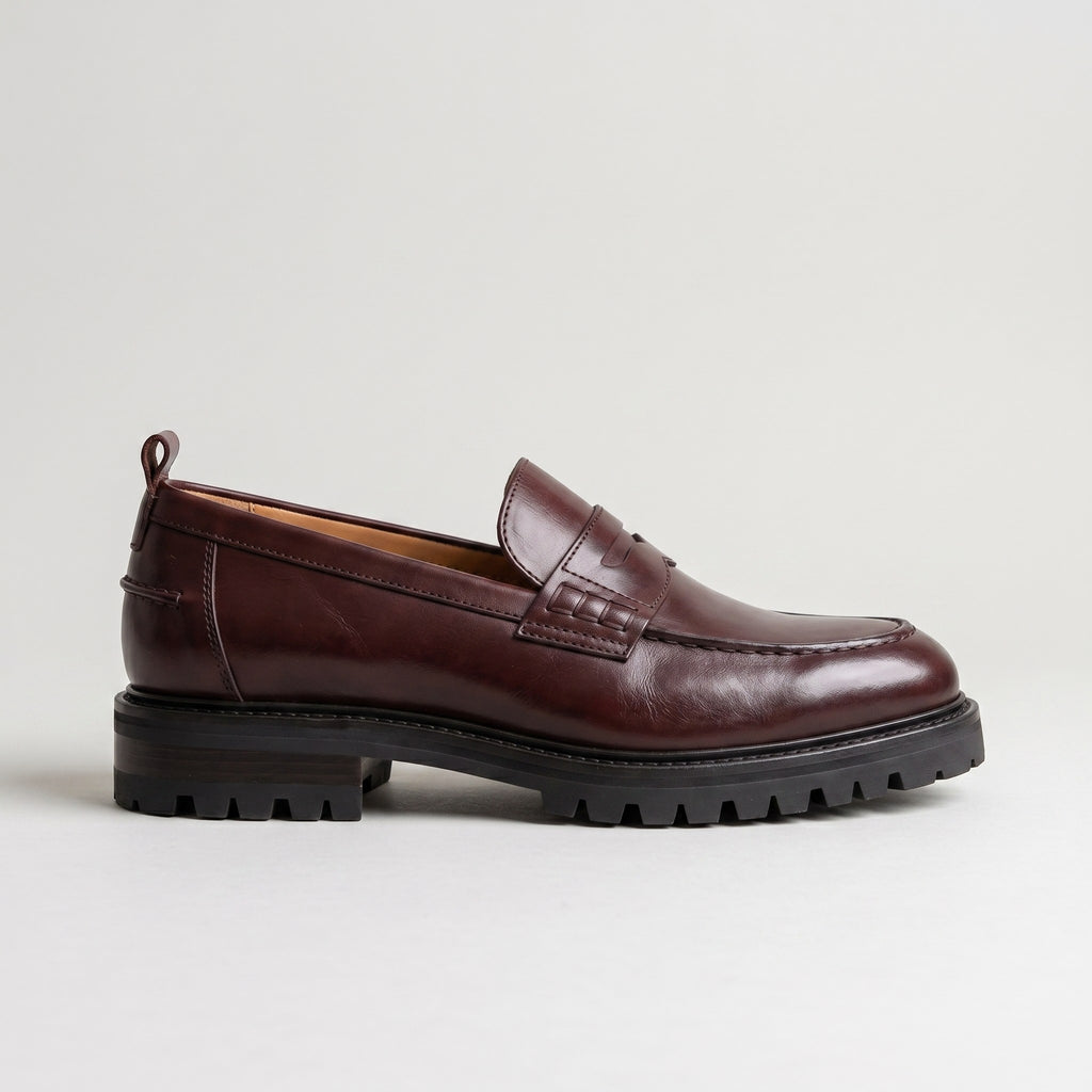 Luxury Edition - Artisian Made Burgundy Italian Leather Pordenone Penny Loafers