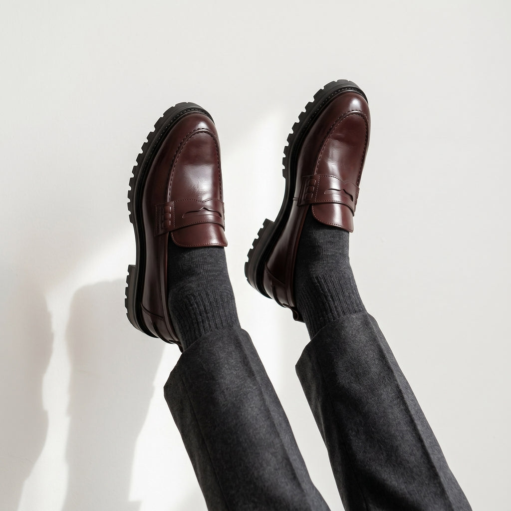 Luxury Edition - Artisian Made Burgundy Italian Leather Pordenone Penny Loafers