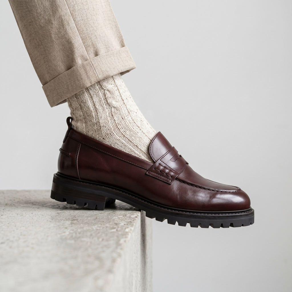 Luxury Edition - Artisian Made Burgundy Italian Leather Pordenone Penny Loafers