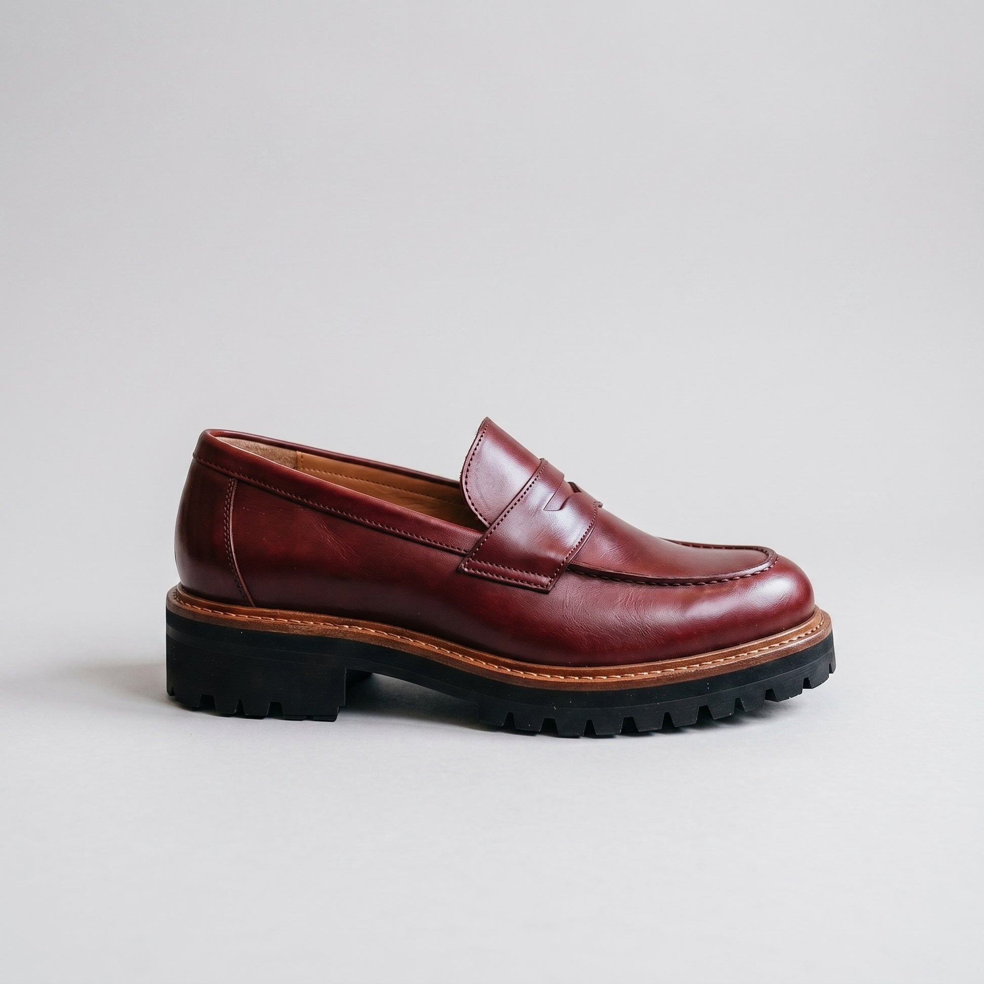 Luxury Edition - Artisian Made Burgundy Italian Leather Praiano Penny Loafers