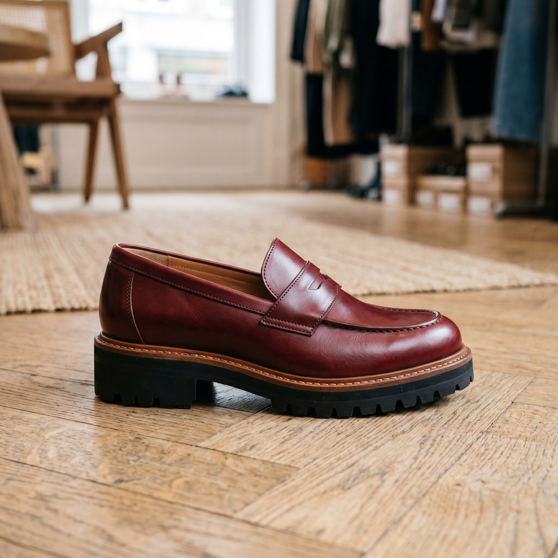 Luxury Edition - Artisian Made Burgundy Italian Leather Praiano Penny Loafers