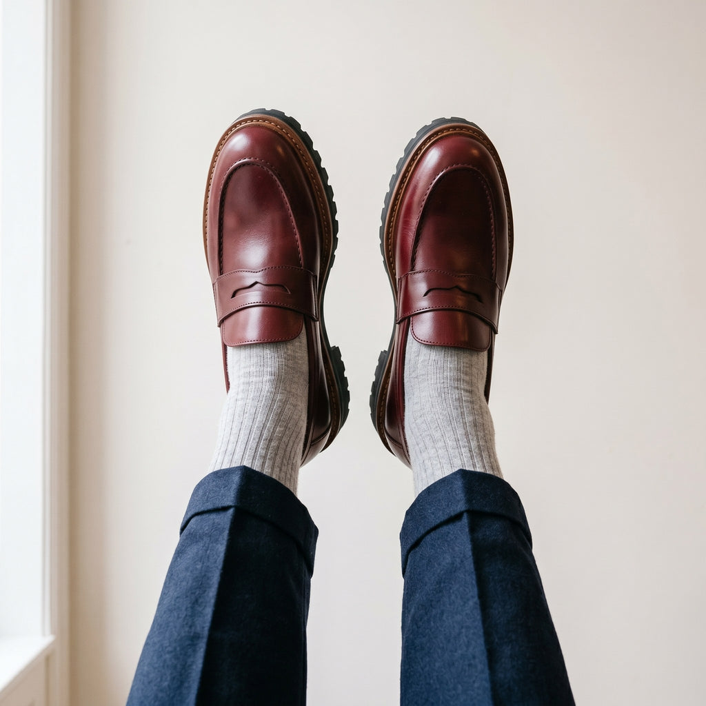 Luxury Edition - Artisian Made Burgundy Italian Leather Praiano Penny Loafers