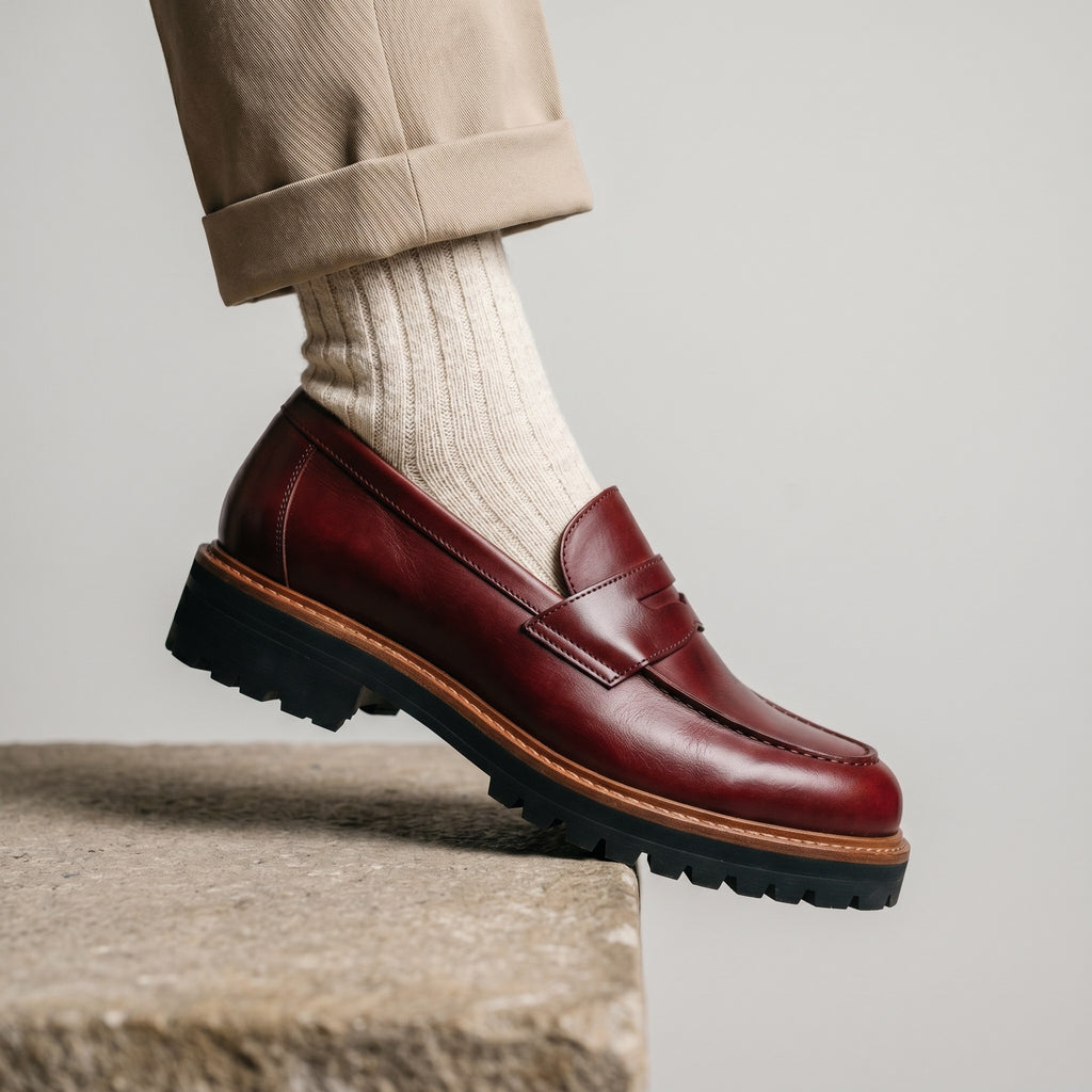 Luxury Edition - Artisian Made Burgundy Italian Leather Praiano Penny Loafers