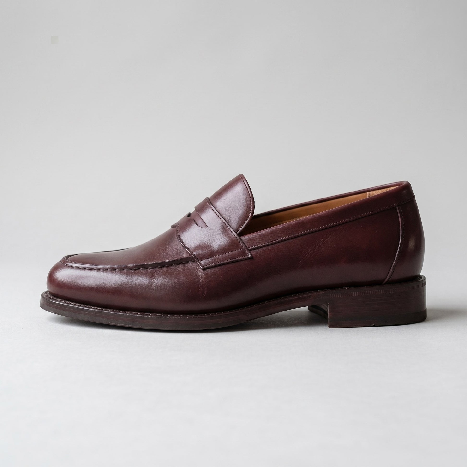 Luxury Edition - Artisian Made Burgundy Italian Leather Ragusa Penny Loafers