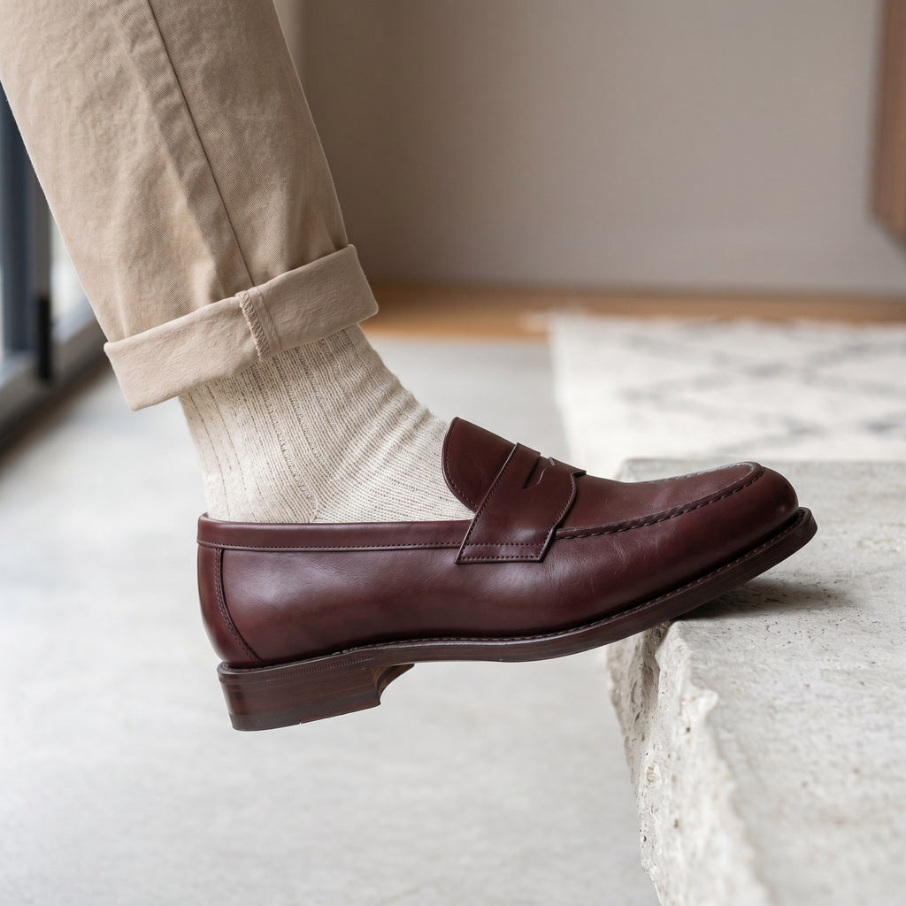 Luxury Edition - Artisian Made Burgundy Italian Leather Ragusa Penny Loafers