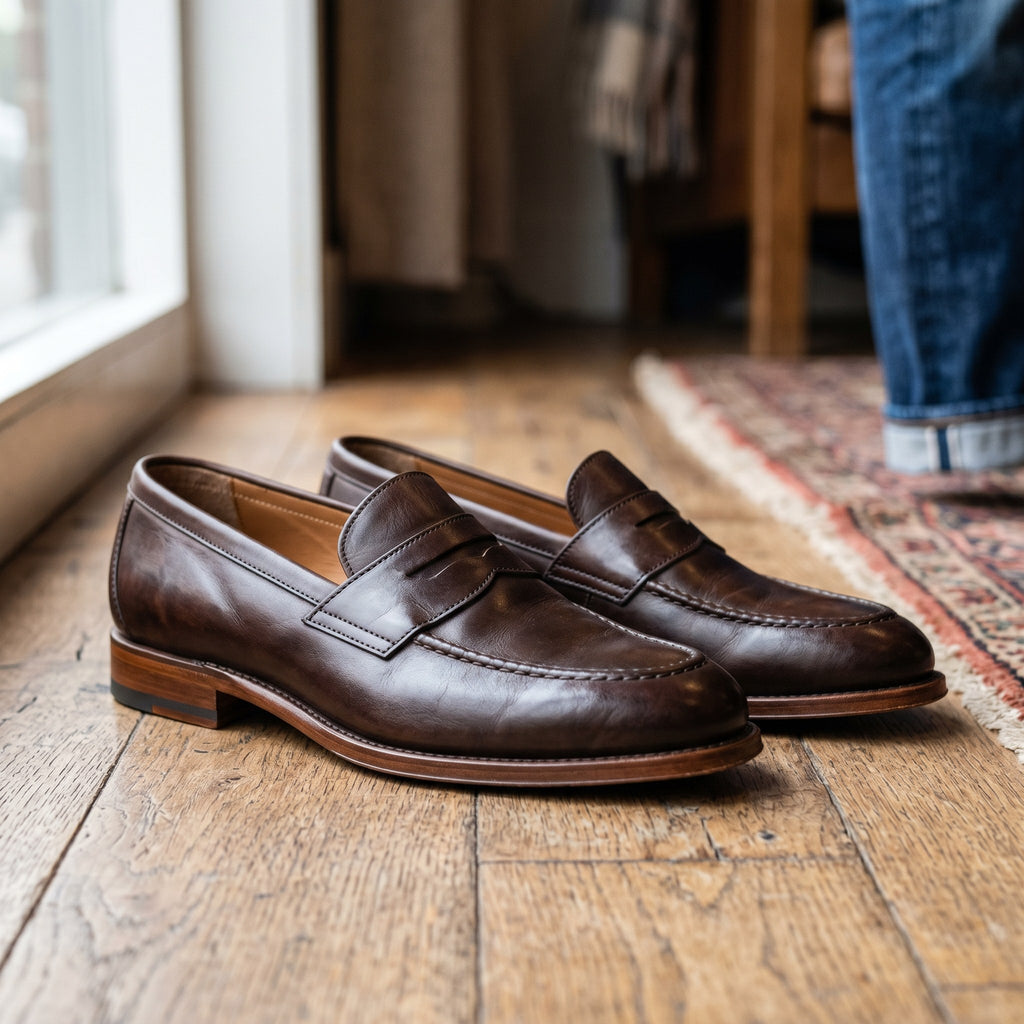 Luxury Edition - Artisian Made Brown Italian Leather Rapolano Penny Loafers