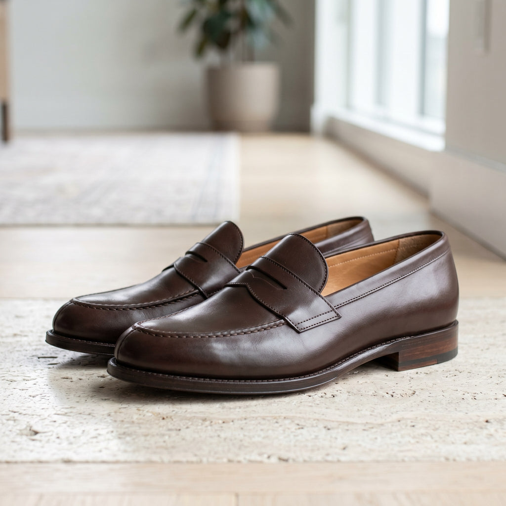 Luxury Edition - Artisian Made Brown Italian Leather Recanati Penny Loafers