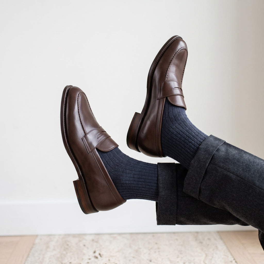 Luxury Edition - Artisian Made Brown Italian Leather Recanati Penny Loafers