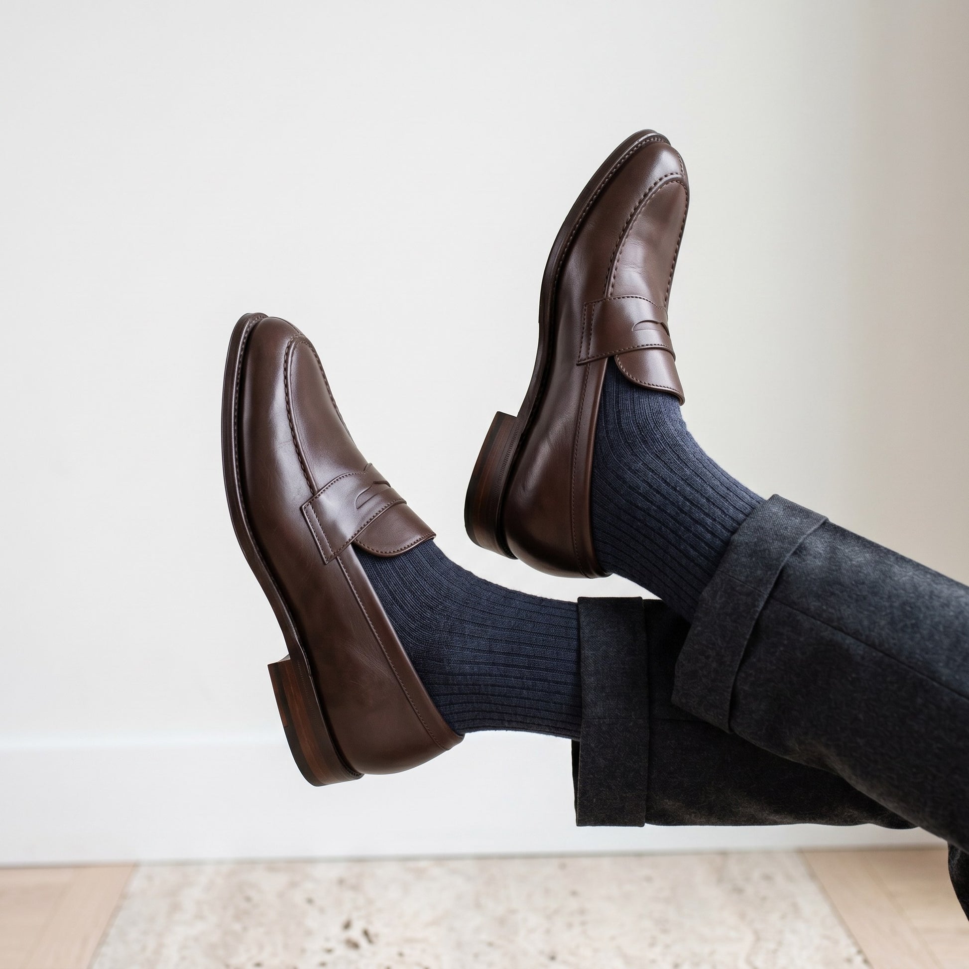 Luxury Edition - Artisian Made Brown Italian Leather Recanati Penny Loafers