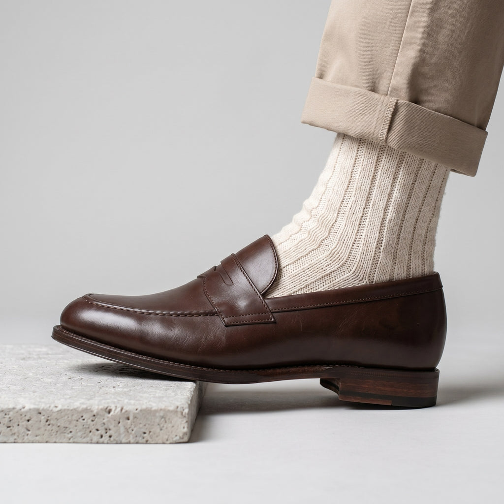 Luxury Edition - Artisian Made Brown Italian Leather Recanati Penny Loafers