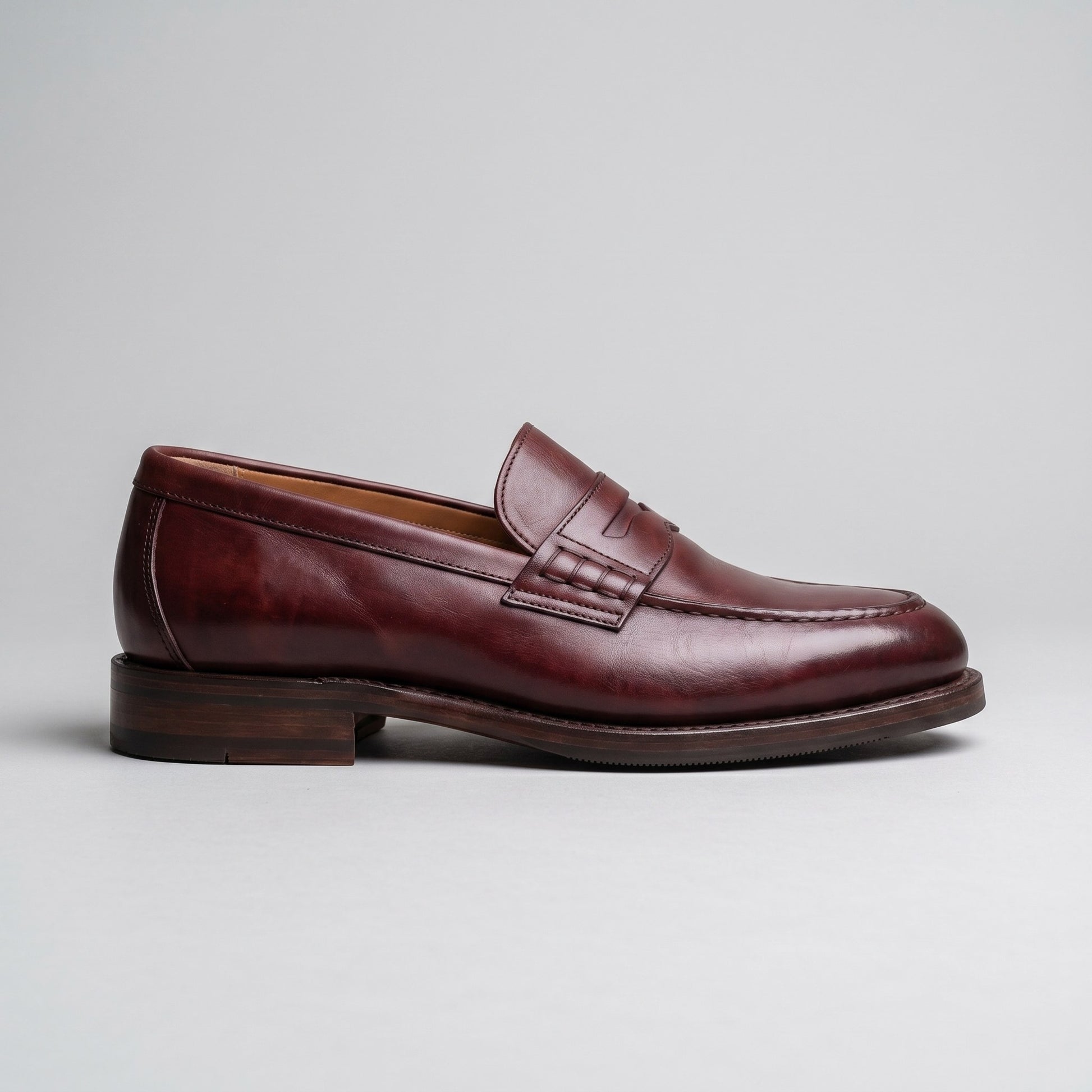 Luxury Edition - Artisian Made Burgundy Italian Leather Riva Penny Loafers