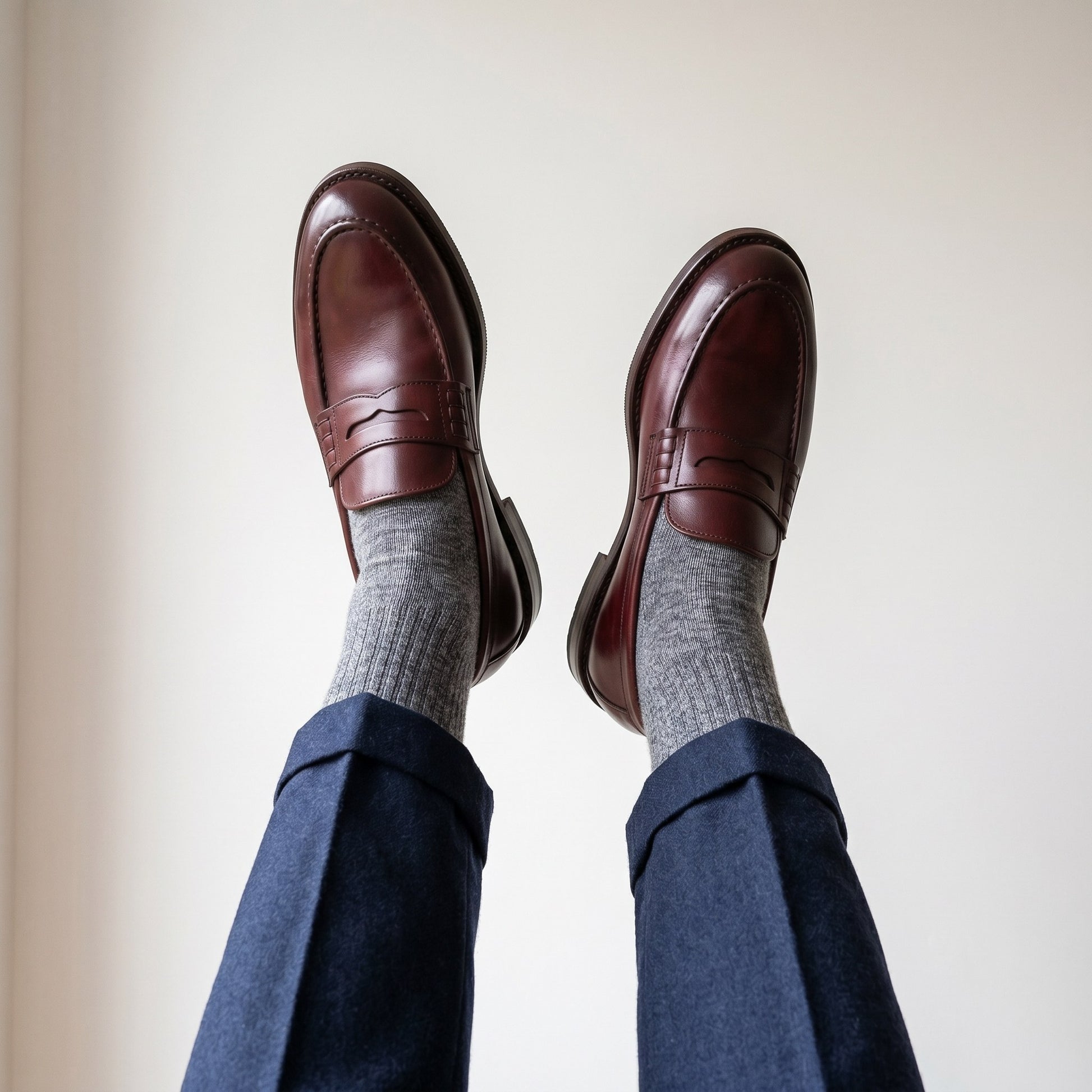 Luxury Edition - Artisian Made Burgundy Italian Leather Riva Penny Loafers