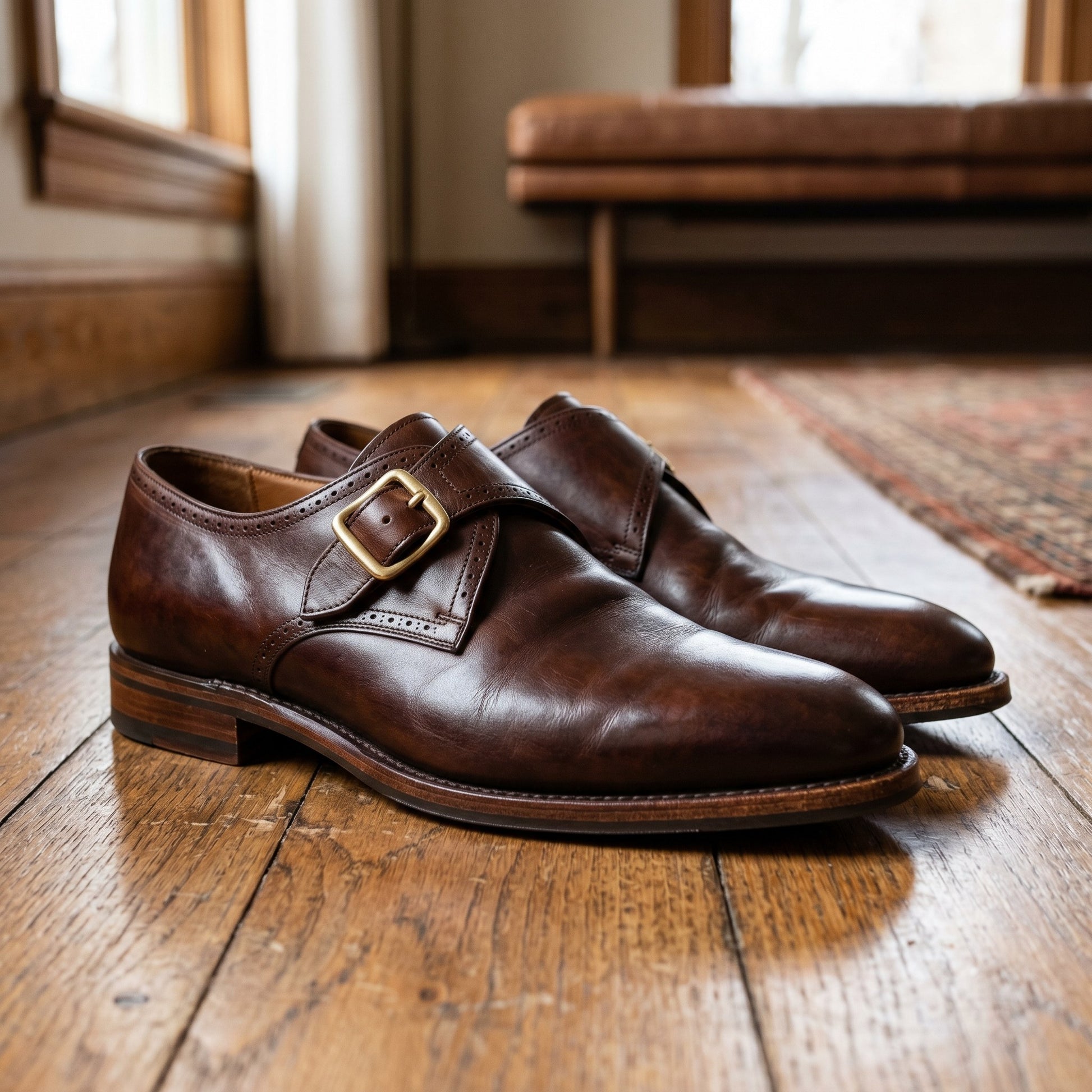 Luxury Edition - Artisian Made Brown Italian Leather Rovigo Single Monk Strap Shoes