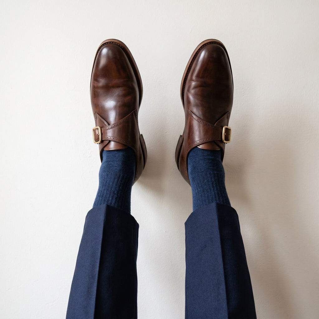 Luxury Edition - Artisian Made Brown Italian Leather Rovigo Single Monk Strap Shoes