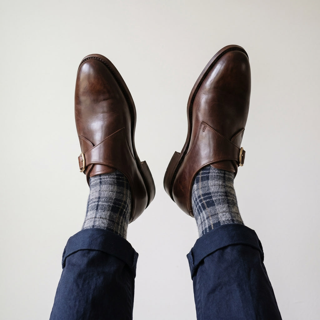 Luxury Edition - Artisian Made Brown Italian Leather Salo Single Monk Strap Shoes