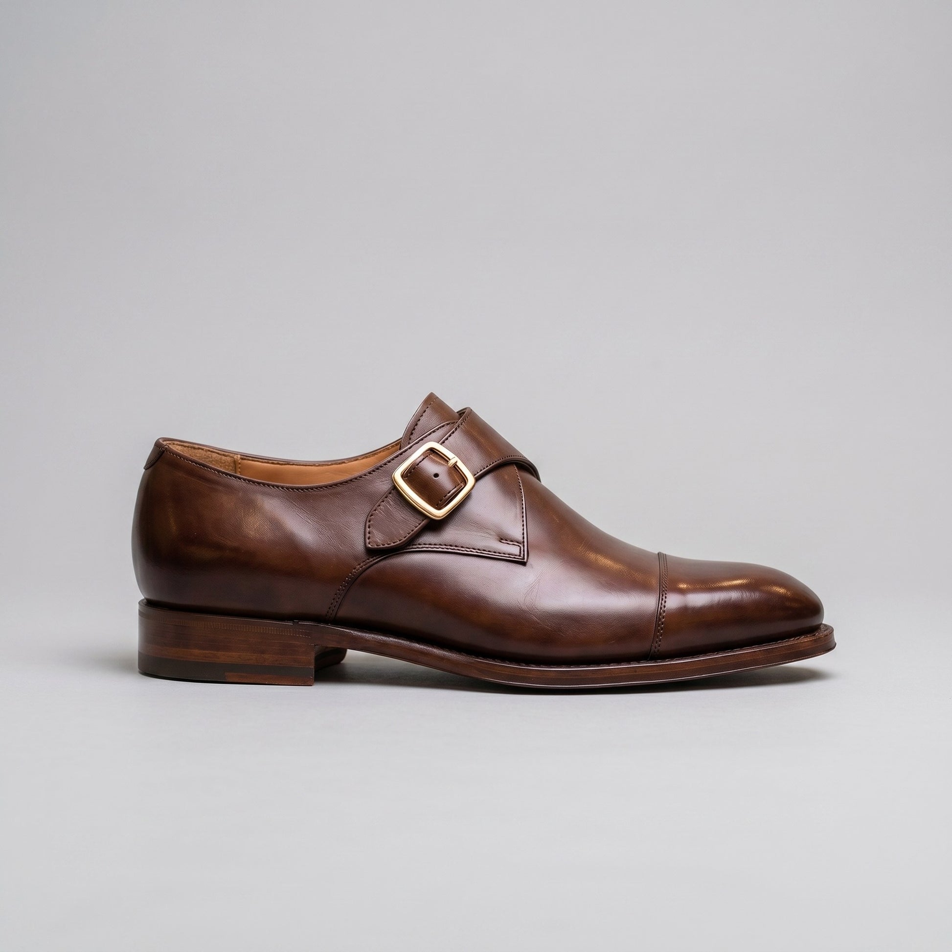 Luxury Edition - Artisian Made Brown Italian Leather Savona Single Monk Strap Shoes